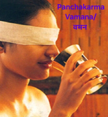 Vaman Karma / वमन कर्म " वमन / Vaman " Vamana therapy is a detoxification procedure in Ayurveda that involves therapeutic vomiting to expel excess 'Kapha' dosha from the body. It's often recommended for conditions related to Kapha imbalance, such as As